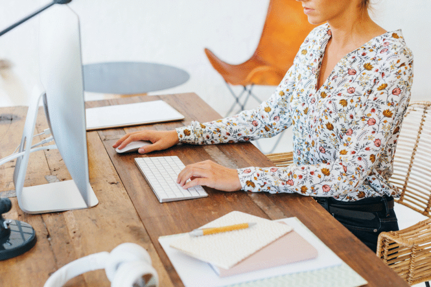Woman working in her home office