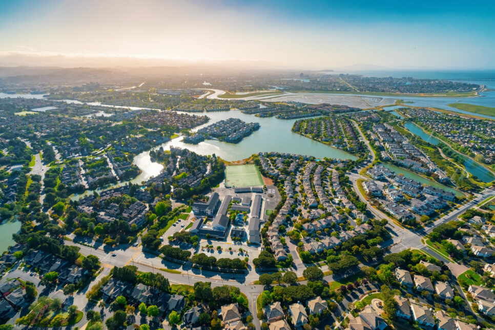 aerial view of master planned community
